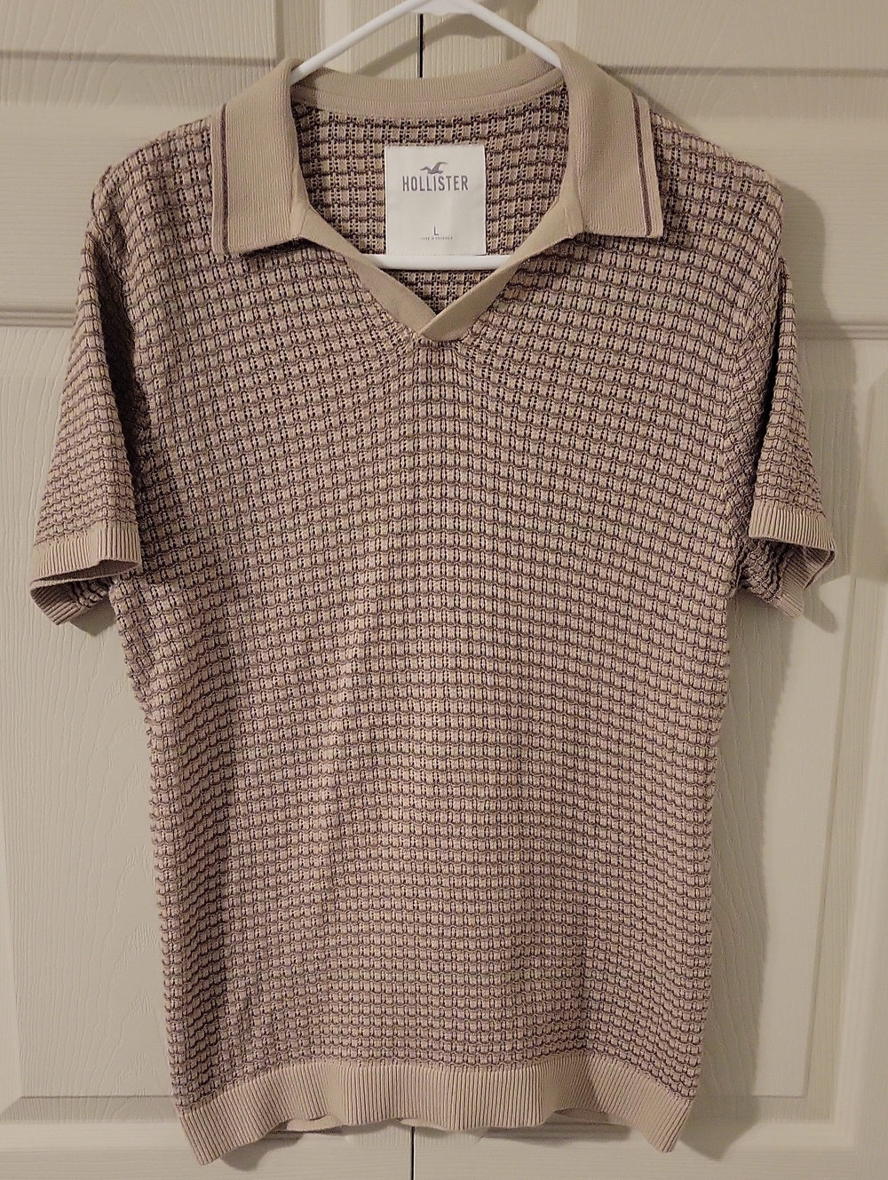 Hollister Beige/Taupe Textured Knit Polo
